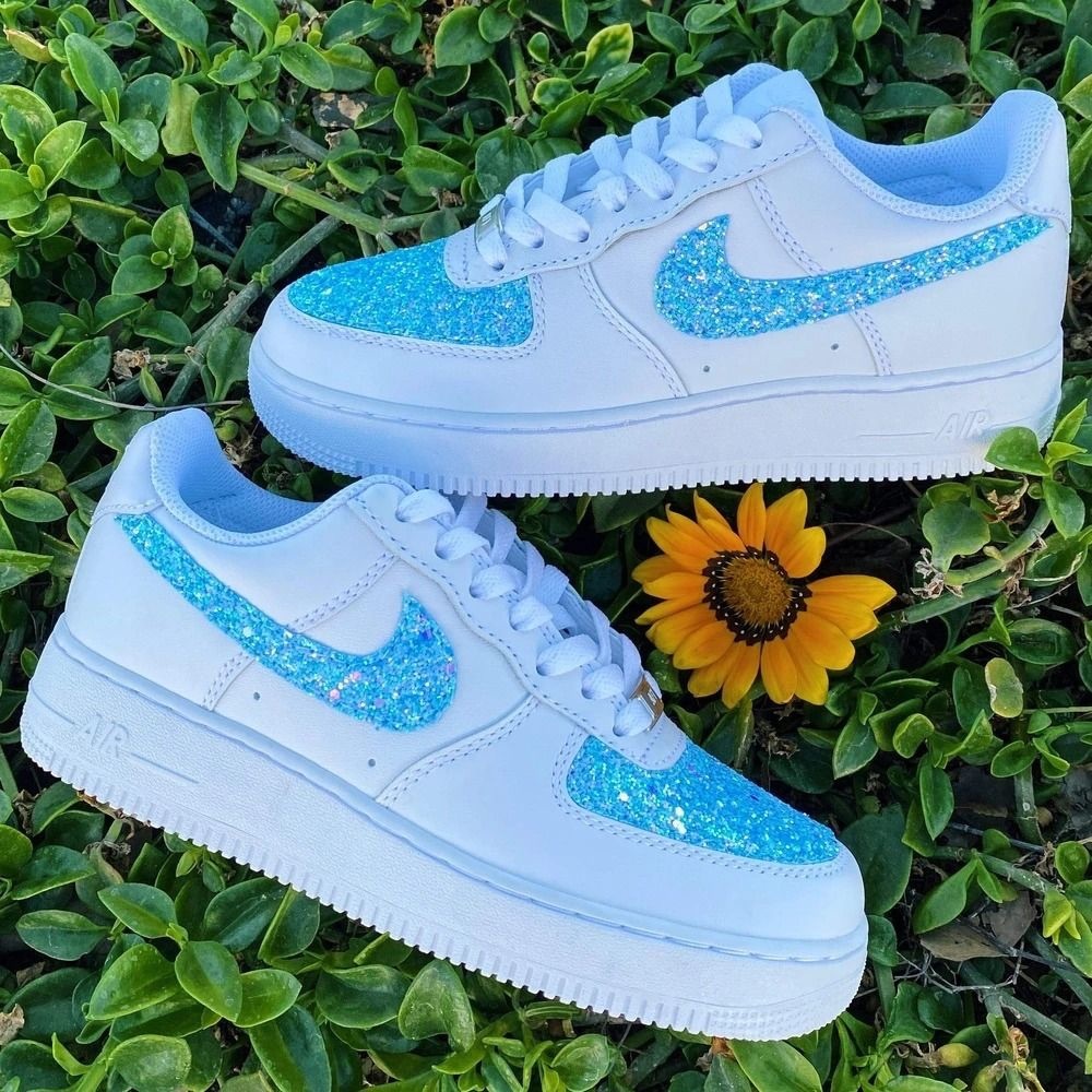 Nike Air Force 1 Women Hand Painted Glitter Sneakers Women’s Size 8.5 / Men’s 7